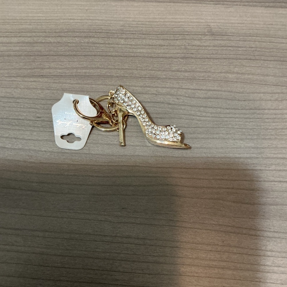 Gold Rhinestone High Heel Keychain - Picture 3 of 3